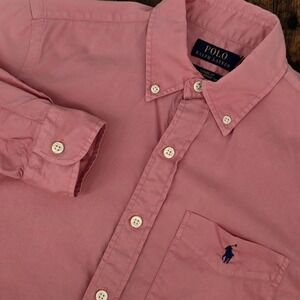 Polo Ralph Lauren Shirt Men's XS Pink Long Sleeve Feather Weight Twill‎ Pony
